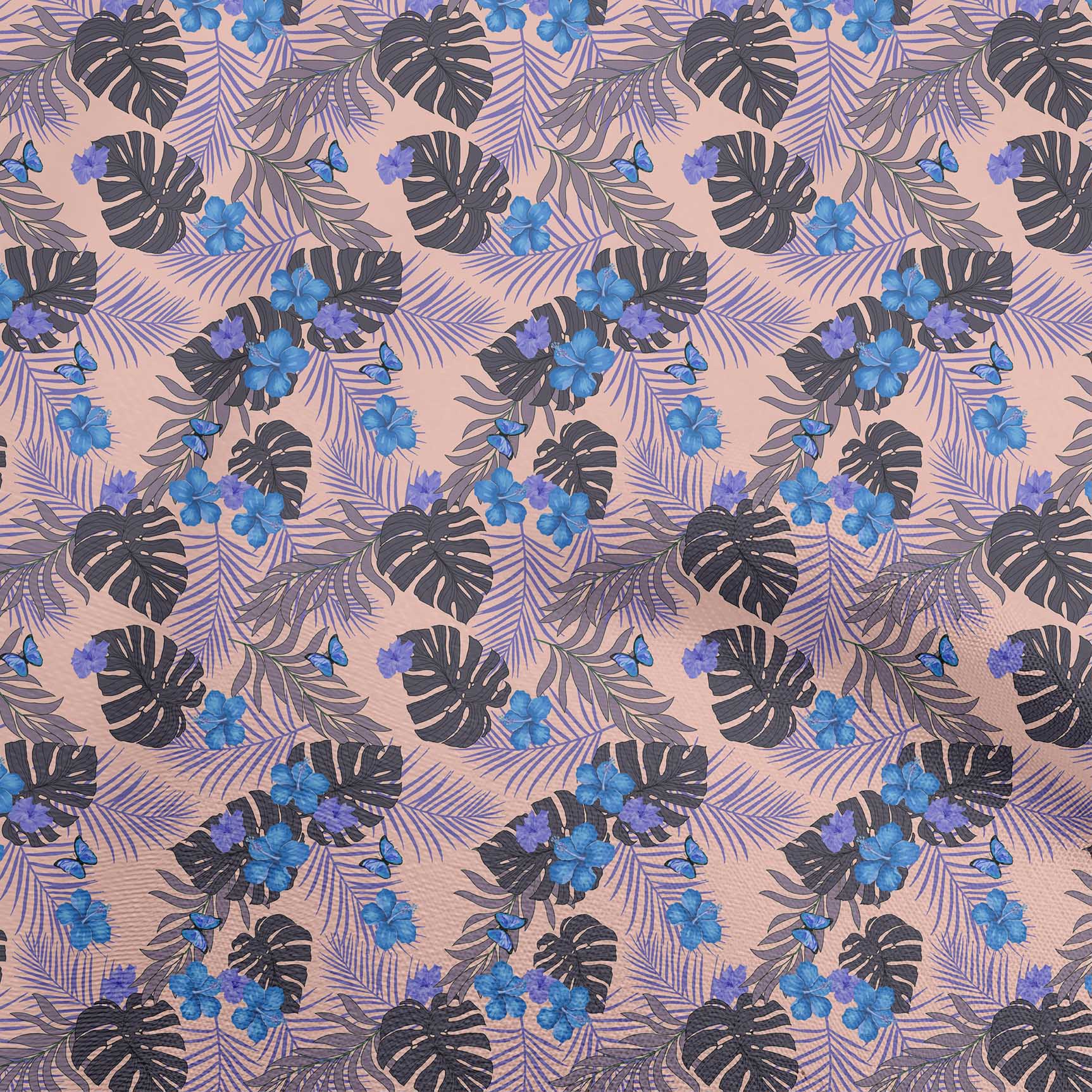

oneOone Cotton Flex Blue Fabric Tropical Sewing Material Print Fabric By The Yard 40 Inch 42 Inch Wide - Viscose Chiffon лососевий
