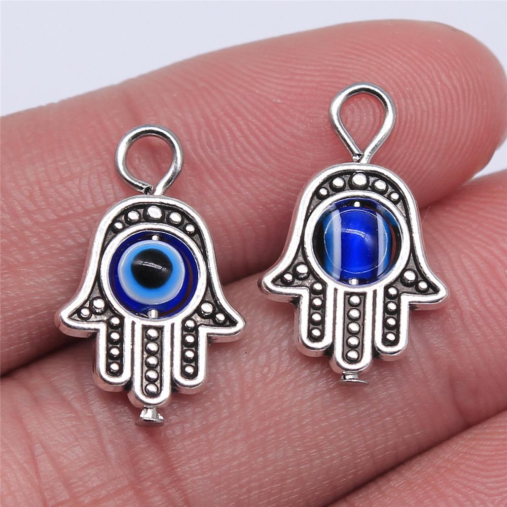 10pcs Charms Hamsa Hand Antique Silver Color Hamsa Hand Charms Pendants For Bracelets Lufthansa Hand Charms Wholesale