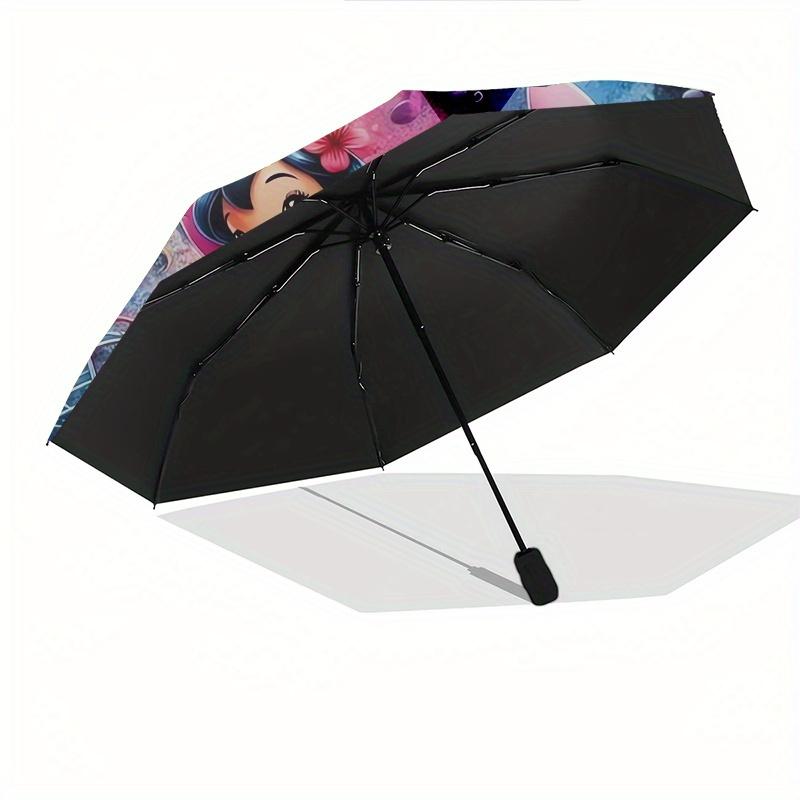Lilo Stitch Fully automatic themed umbrella   8 ribs durable iron frame, tri fold compact design, perfect as a gift, travel umbrella, unisex