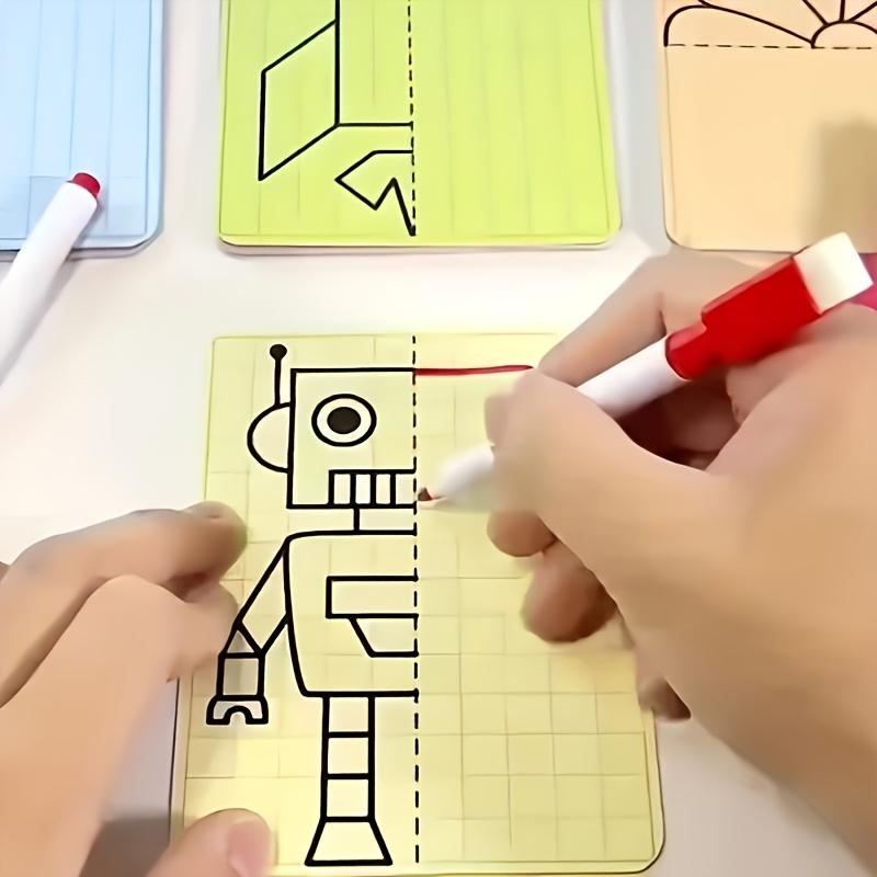 69pcs Pen Control Art Training Set, Reusable Symmetrical Drawing Cards, Improve Writing Skills And Pen Grip Control,  Portable