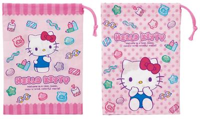 Skater Sanrio Hello Kitty ve Mashu Çocuk Çantalarında Öğle Yemeği Seti, 2, 15x20cm, İpli, Gummy, Japonya, KB63W-A