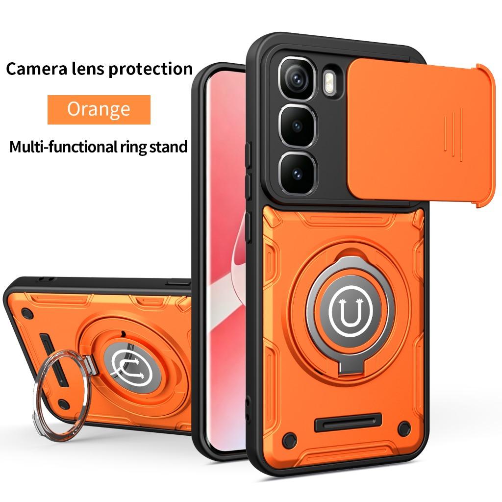 Magnetic 360° Ring Kickstand Phone Case with Slide Camera Lens Cover For Infinix Note 50 Pro 4G Hot 60i 60 50 Pro+ Smart 10 9 HD