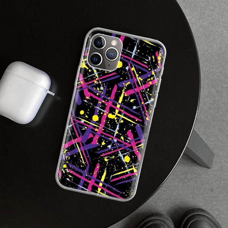 Simple Pattern Graffiti Phone Case Cover for iPhone 11 12 13 Mini 14 15 Plus 16 Pro Max 17 Air 7 8 + SE Art Customized Fundas 11