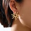 Exaggerated Metal Big Flowers Stud Earrings for Women Vintage Gold Color Sunflower Statement Earrings Jewelry Brincos Daily Wear