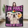 Soy Pibble Perro Cachorro Lava Limpia Mi Barriga Manta de Franela Manta con Meme de Perro para Hogar Exterior Felpa Ultra Suave Colcha Fina