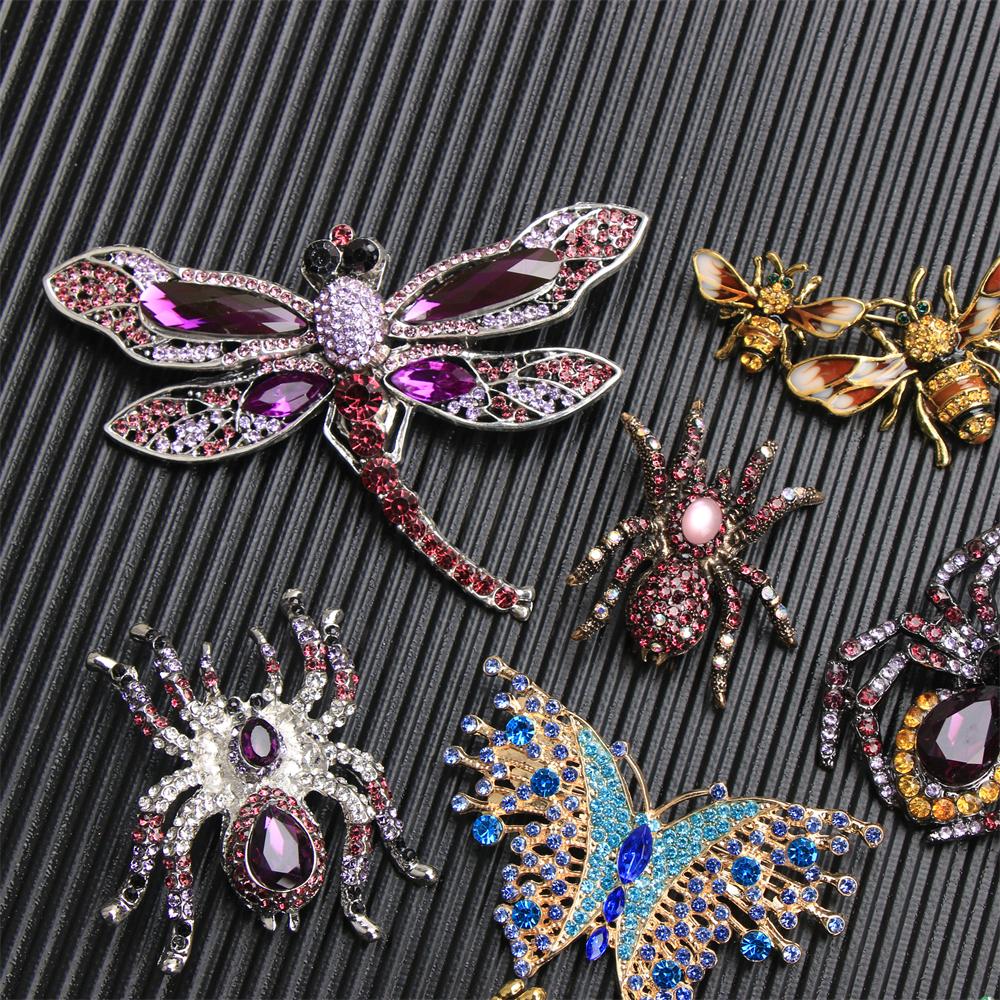 SKEDS Rhinestone Crystal Large Dragonfly Brooch Fashion Retro Insect Pin Coat Accessory for Women and Men Good Gift