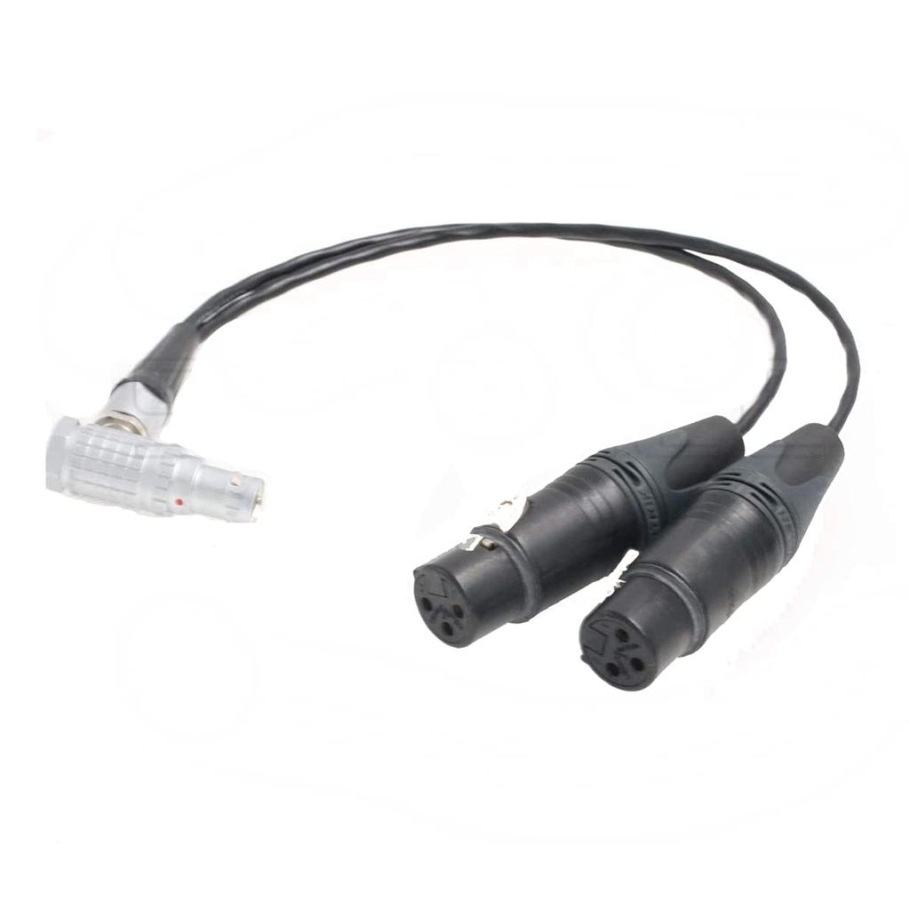 SZRMCC Atomos Shogun Inferno Monitor Recording Microphone Audio Breakout Input Cable Right Angle 10-Pin Male to Dual XLR 3-Pin Female (Right Angle)