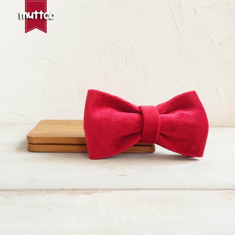 MUTTCO Creative Thickened Dog Collar Necklace with Bow Tie UBT-107 S (10 x 6 cm)