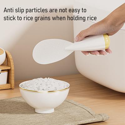 Non-Stick Standing Rice Spoon with Weighted Bottom Plastic Rice Ladle Heat-Resistant Scratch-Free Space-Saving Kitchen Gadget