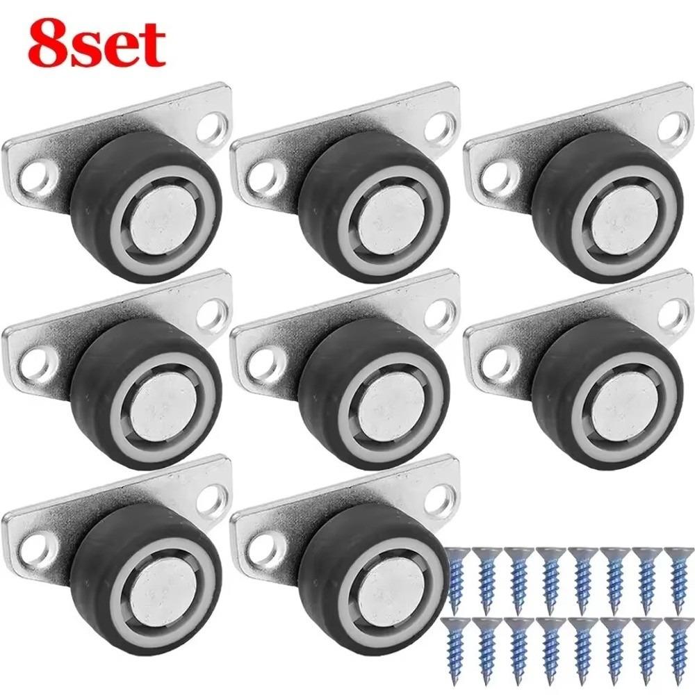 Mini Directional Track Pulley Silent Rubber Furniture Casters  For Trolley Drawer Kitchen Cabinets