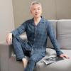 Men's pure cotton pajamas Dad's long-sleeved loungewear for the elderly Men's spring, autumn and winter red natal year suit