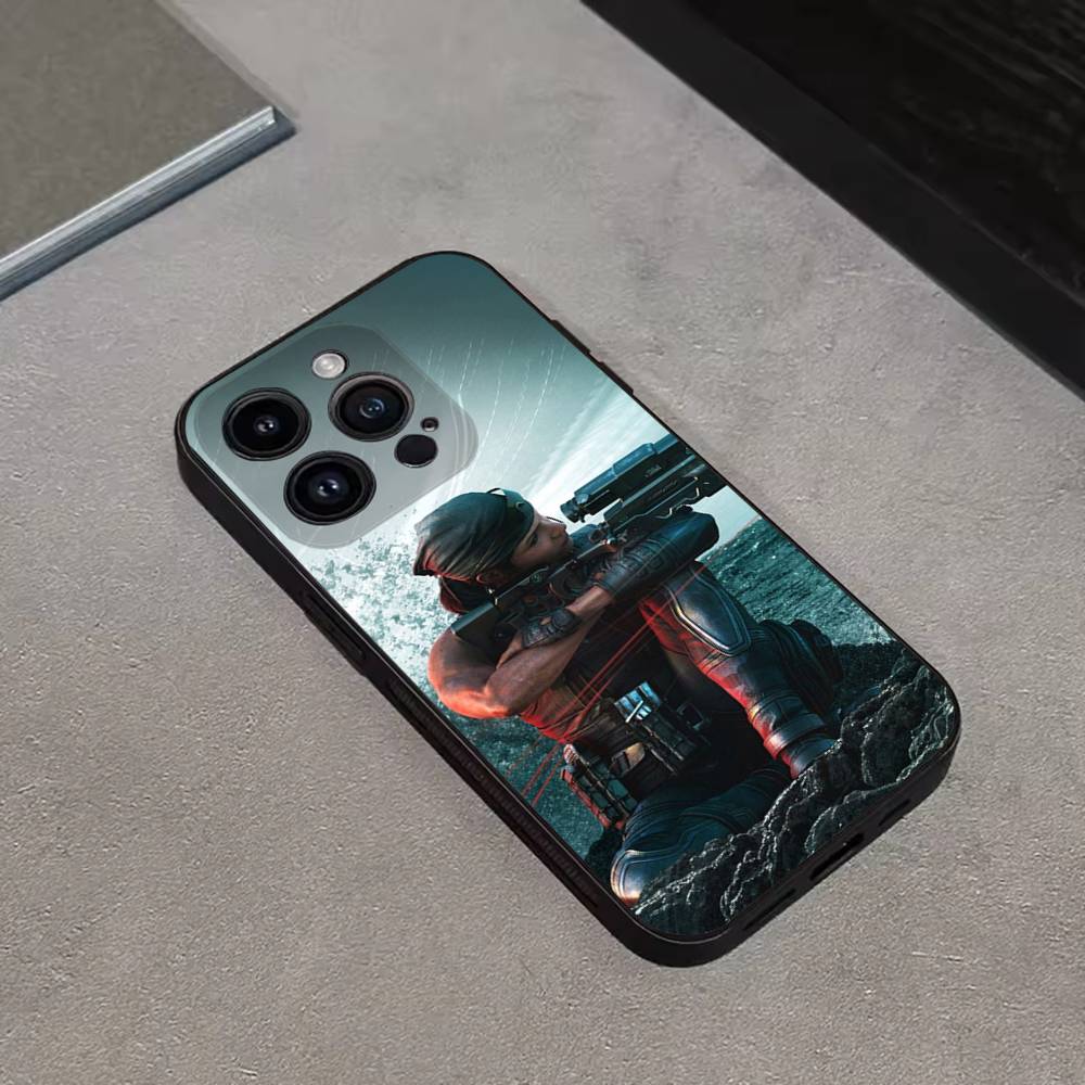 Rainbow S-Six S-Siege Phone Case For iPhone 16,15,14,13,12,11 Plus,Pro Max,XS,X,XR,SE,Mini,8,7,Soft Silicone Black Cover
