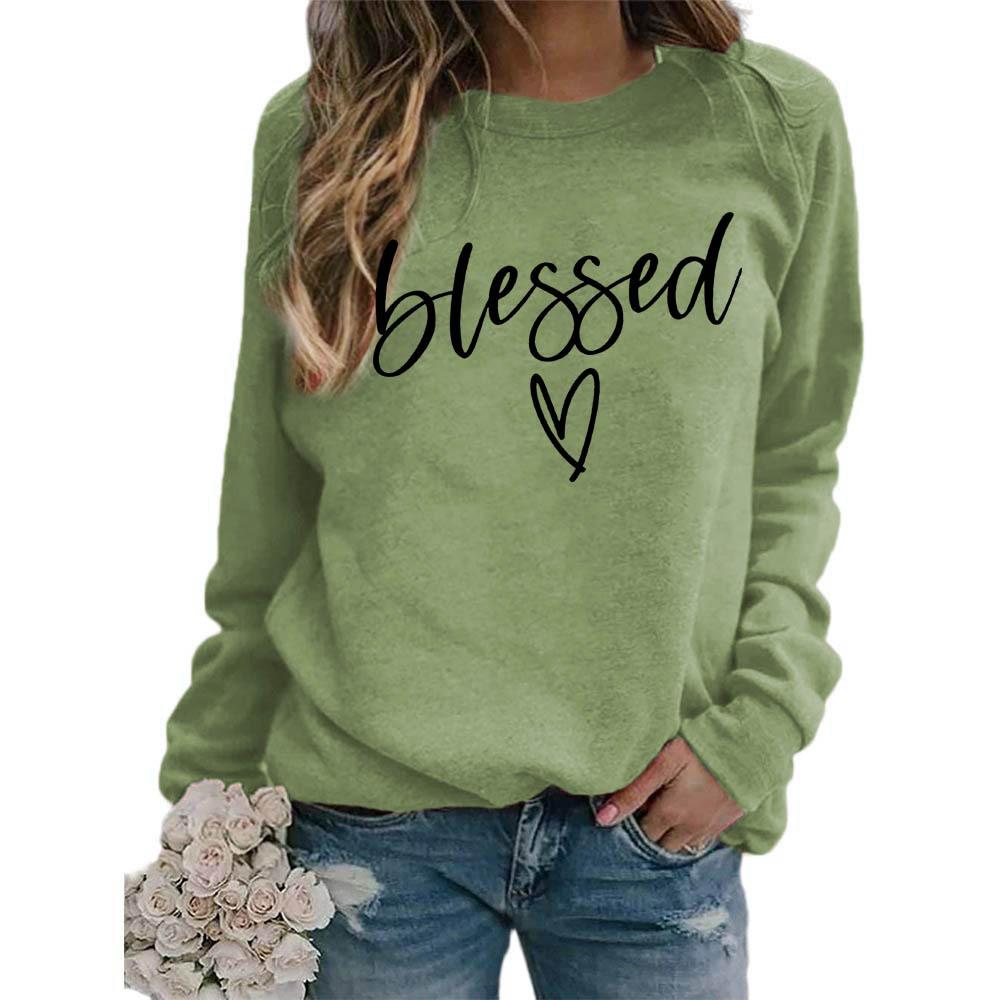 Women's Crew Neck Long Sleeve Loose Fit Sweatshirt Letter Print Casual Oversized Top