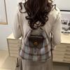 2025 Spring New College Style Casual Plaid Backpack Women's Commuter Multifunctional Large Capacity Shoulder Tote Bag