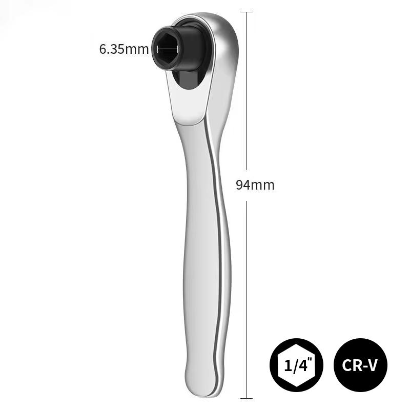 1/4 Inch Mini Socket and Bit Ratchet Wrench - 2-in-1 Handle Screwdriver Tool for Motorcycles, Cars, and Bicycles