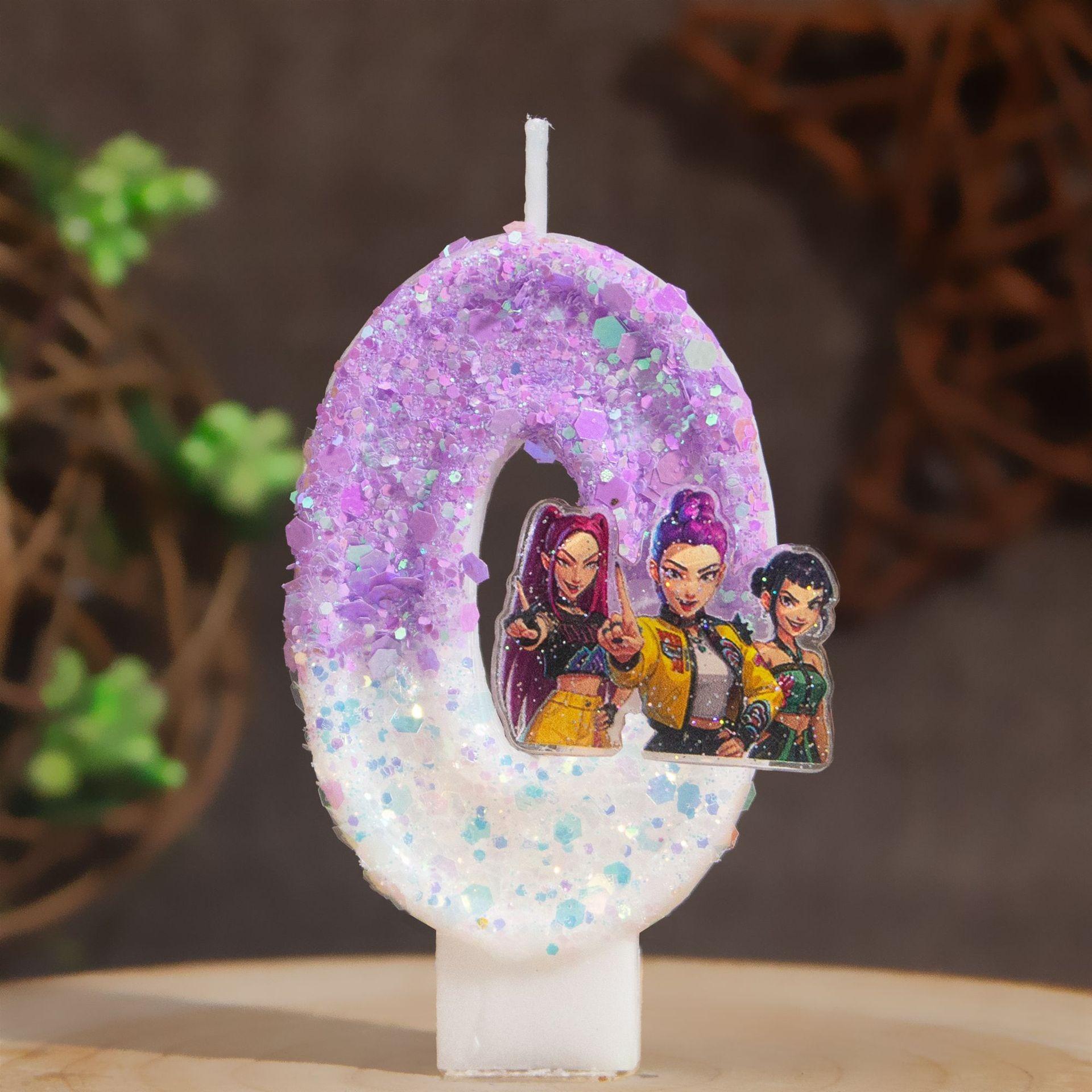 

LATEST 0-9 Candle designed for KPop Demon Hunters Digital Candle Cake Decoration Numi Mira Zoe Cake Top Birth Date Celebration Cake Decoration