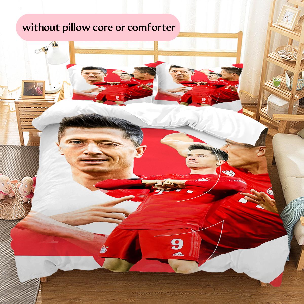 Robert Lewandowski Pattern Bedding Home Decoration Birthday & Festival Gift (1 * duvet cover + 2 * pillowcase, without core) 135x200cm