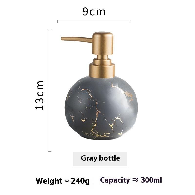 Round Ceramic Soap Dispenser Shampoo Lotion Bottle Modern Shower Gel Hand Wash Lotion Press Bottle Marble Bathroom Accessories 240ml серый
