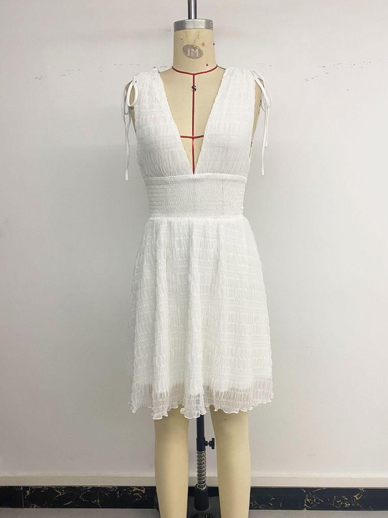 2026 Summer Resort White V-Neck Strap Dress