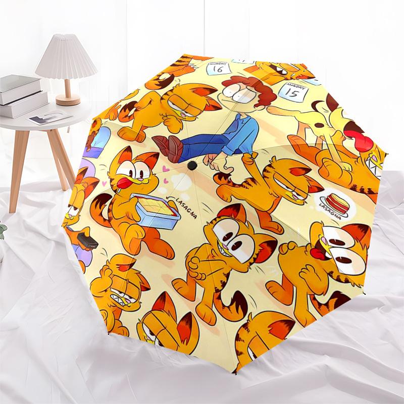 1pc Garfield Outdoor Umbrella - Automatic Opening/Closing, Portable 3-Fold Design, 8-Rib Iron Frame, Perfect Gift for Fans, Travelers, Daily Use.N015