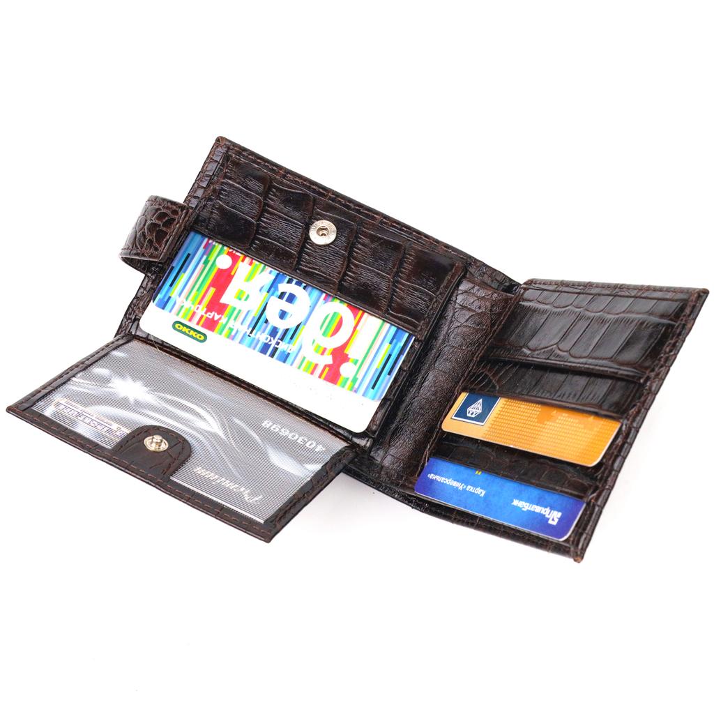 Original Men's Wallet Made of Genuine Textured Leather CANPELLINI Purse 21513 Brown