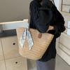 Straw Bag Women's Large-capacity New Vacation Beach Straw Bag Woven Commuter Bucket Bag Vegetable Basket Tote Bag