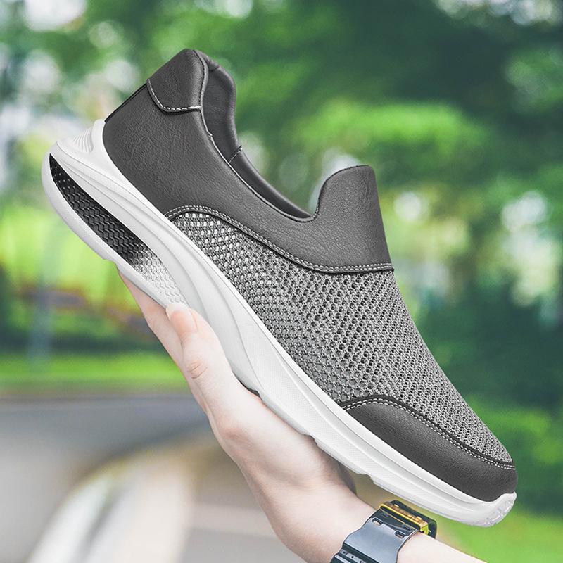 

Мужская обувь 2025 лето новая простая ветровка мягкая подошва один педаль повседневная обувь молодежная сетчатая дышащая спортивная трендовая обувь 44 серый