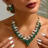Wind Zweiteiliges Schmuck-Halsketten-Set Übertriebene Retro-Ohrringe mit Strasssteinen Halskette für Damen