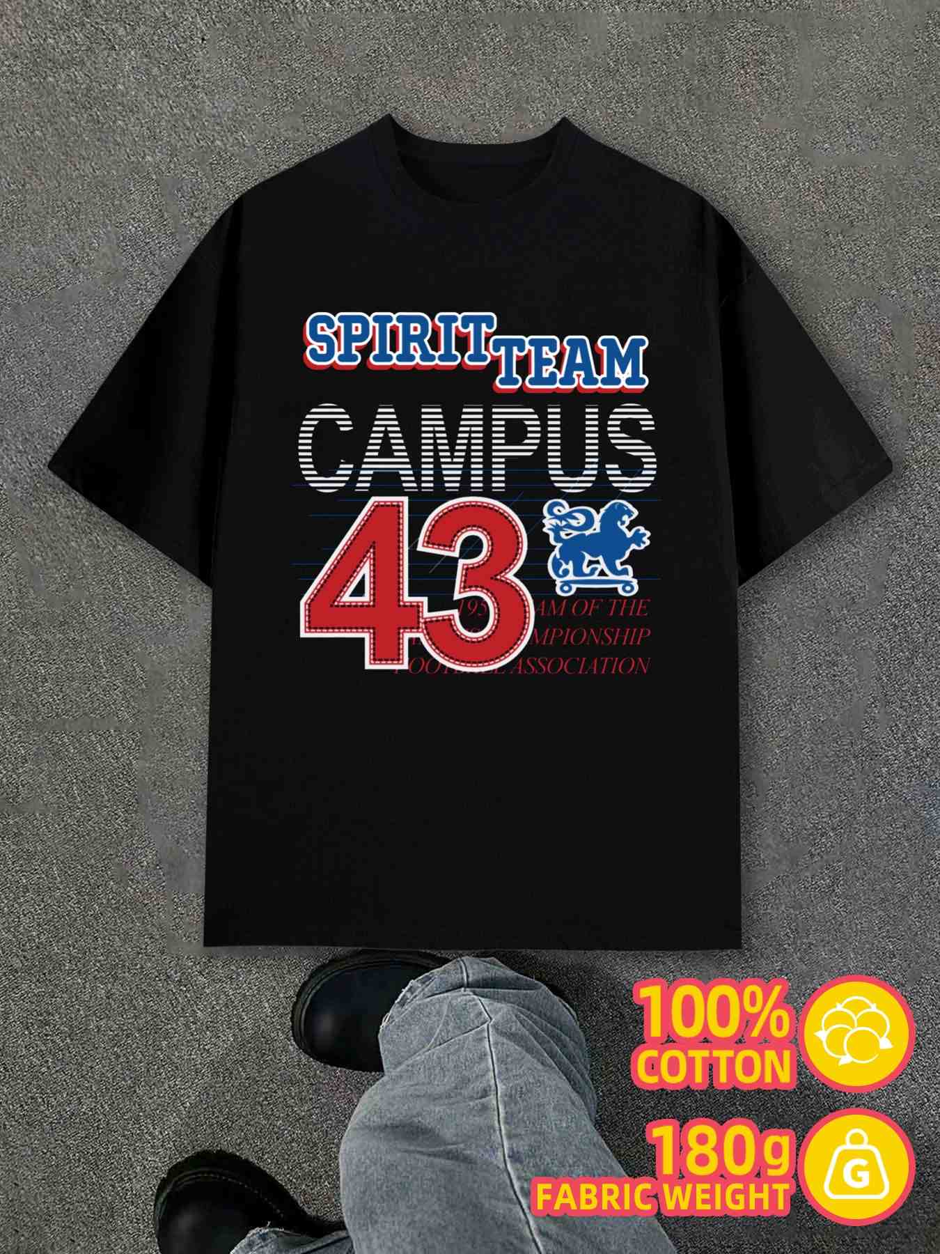 

Мужская футболка Y2K Campus Spirit Team Комфорт Обычная посадка L