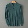 High Quality Worsted Spun Collar Wool Sweater Men's Spring and Autumn Business Polo Sweater Thin Long Sleeved Knitted T-Shirt