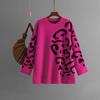 Sweater Women Leopard Printed Pullovers Loose Long Sleeve O-Neck Knitted Jumpers Warm Basics Autumn Winter Fashion Tops