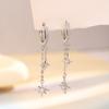 Fashionable Octagonal Zircon Tassel Earrings Suitable for Women Paired with Friend Gift Earrings Korean Jewelry