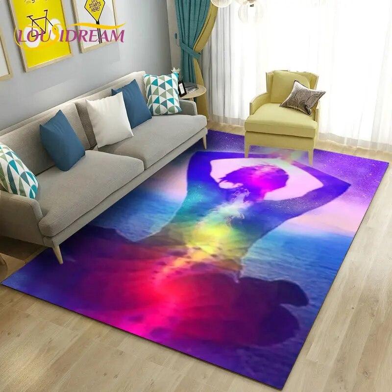 Rainbow 7 Chakra Mandala Bohemia Area Rug,Carpet Rug for Living Room Bedroom Sofa Doormat Decoration,Yoga Non-slip Floor Mat