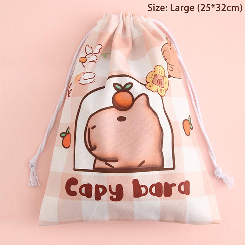Capybara Travel Drawstring Tote Storage Bag Organizer Bag For Underwear Toy Handbag Storage Bag Cartoon Birthday Gift
