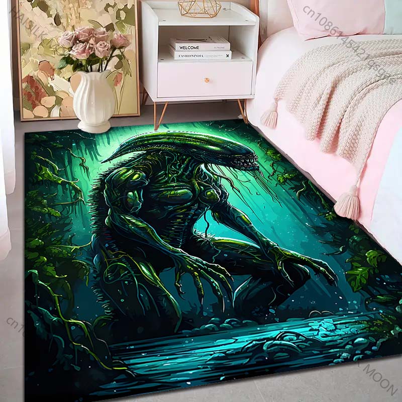 1PC Alien creature jungle water setting Print Carpet Rug for Living Room Bedroom Sofa Doormat Home Decor Non-slip Floor Mat