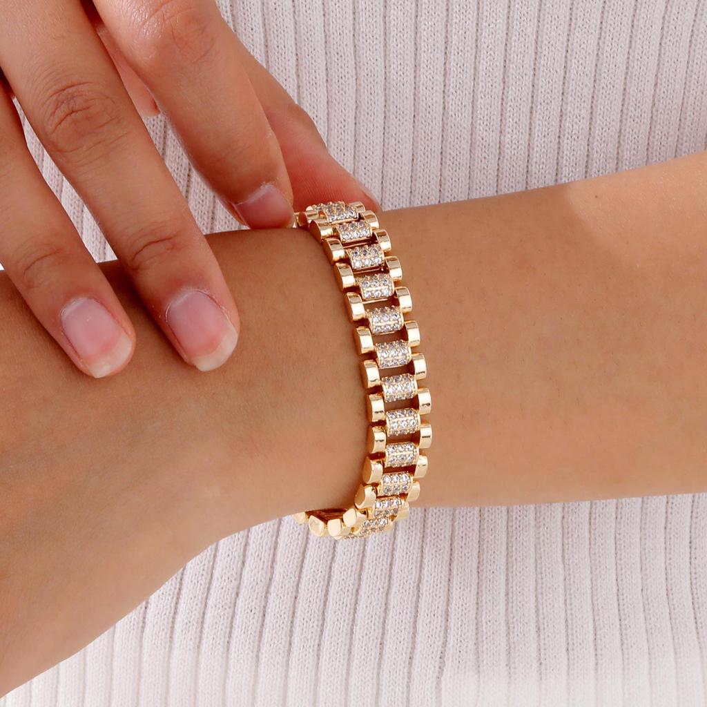 Women's Fashionable Golden Copper Cross Bracelet - PBR-220