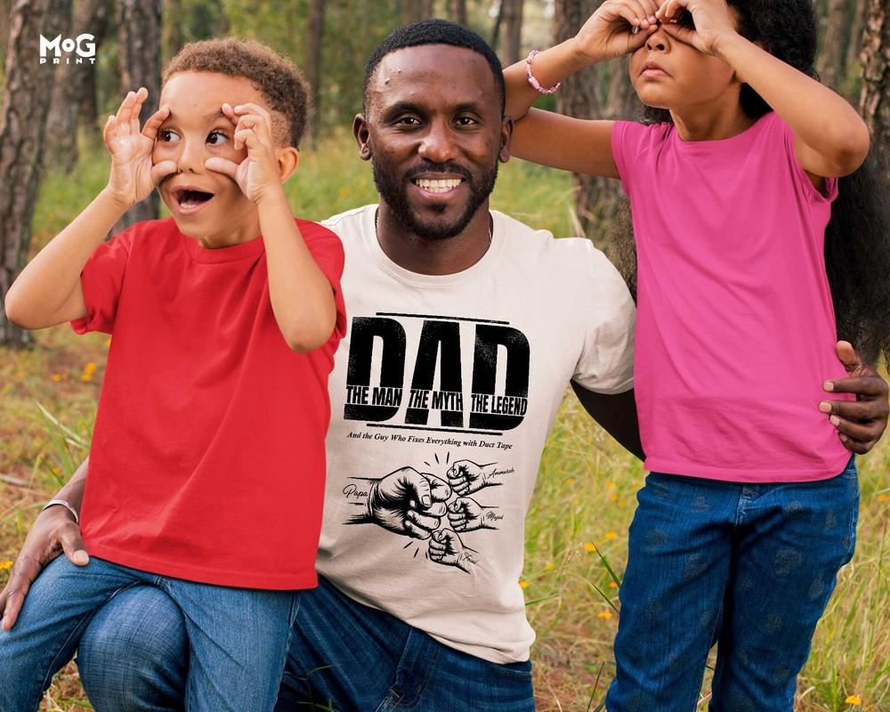 

Personalised Dad T-shirt Custom Name Father’s Day Gifts Matching Daddy Son Shirt 3XL