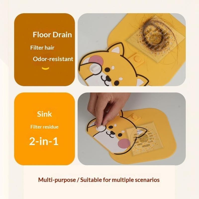 Silicone Floor Drain Seal Cover Anti-blocking Thick Non-slip Mat for Shower Room Kitchen Sink Use