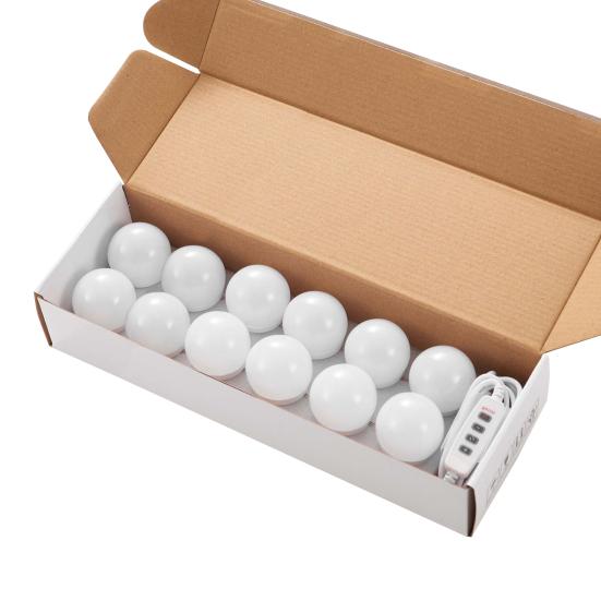 

1 комплект самоклеящихся косметических ламп равномерного света ABS 9 уровней яркости DIY светодиодная лампа для туалетного зеркала для дома 12