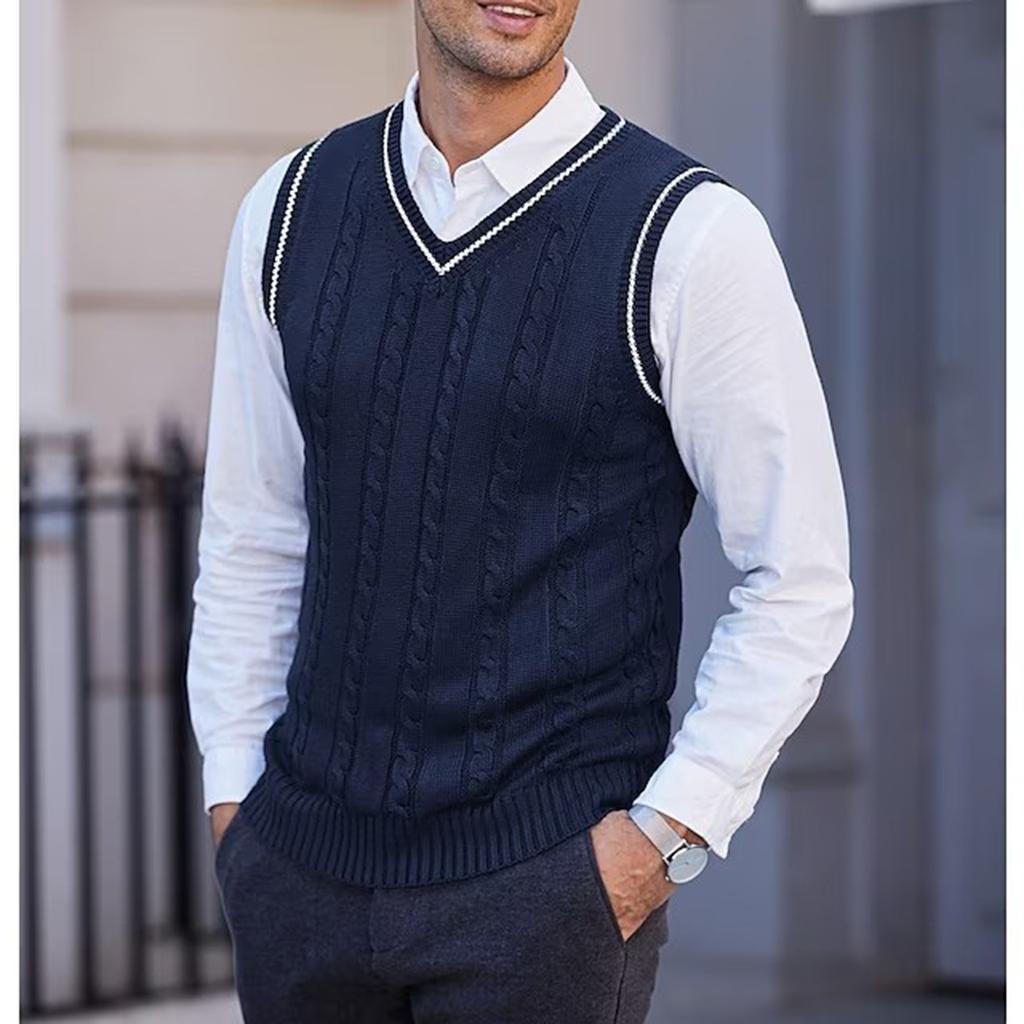 Men's  Leisure  Big Size  V-Neck  Thickened  Knitting  Vest  Sleeveless