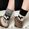 1/2/5pairs New Fashion Autumn Winter Mid-tube Socks Cartoon Dog Pattern Plush Women's Socks Sweet Cute Hosiery Christmas Gifts