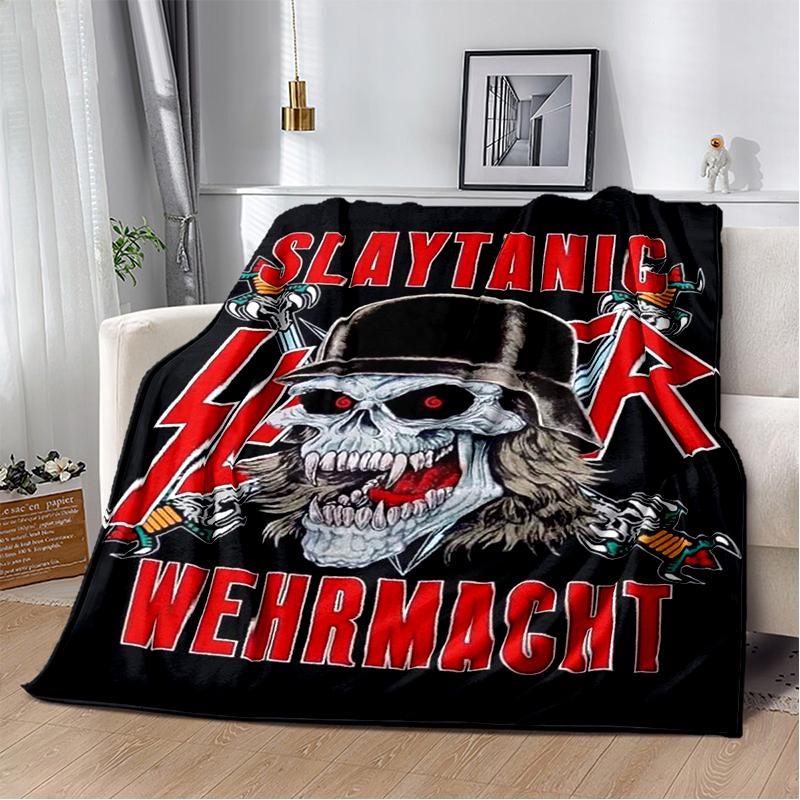 3D Retro Band Slayer Heavy Metal Rcck Sign Blanket,Soft Throw Blanket for Home Bedroom Bed Sofa Travel Cover Kid Gift