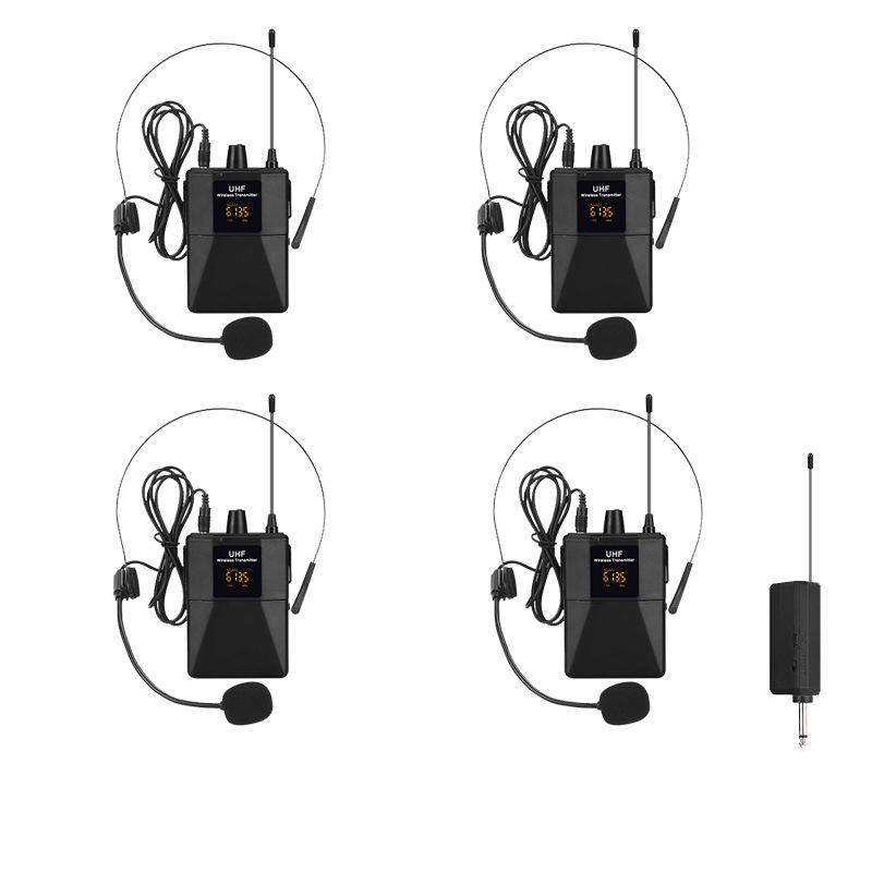 UHF Wireless Lavalier & Headset Microphone with Small Bee Amplifier - One-to-Two, Four UHF Band Condenser Mic.