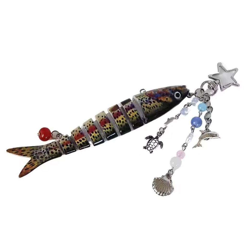 Handmade Fish Shaped Beaded Keychain Key Holder Swimbait Phone Lanyard Creative Accessory For Keys Bags Backpacks
