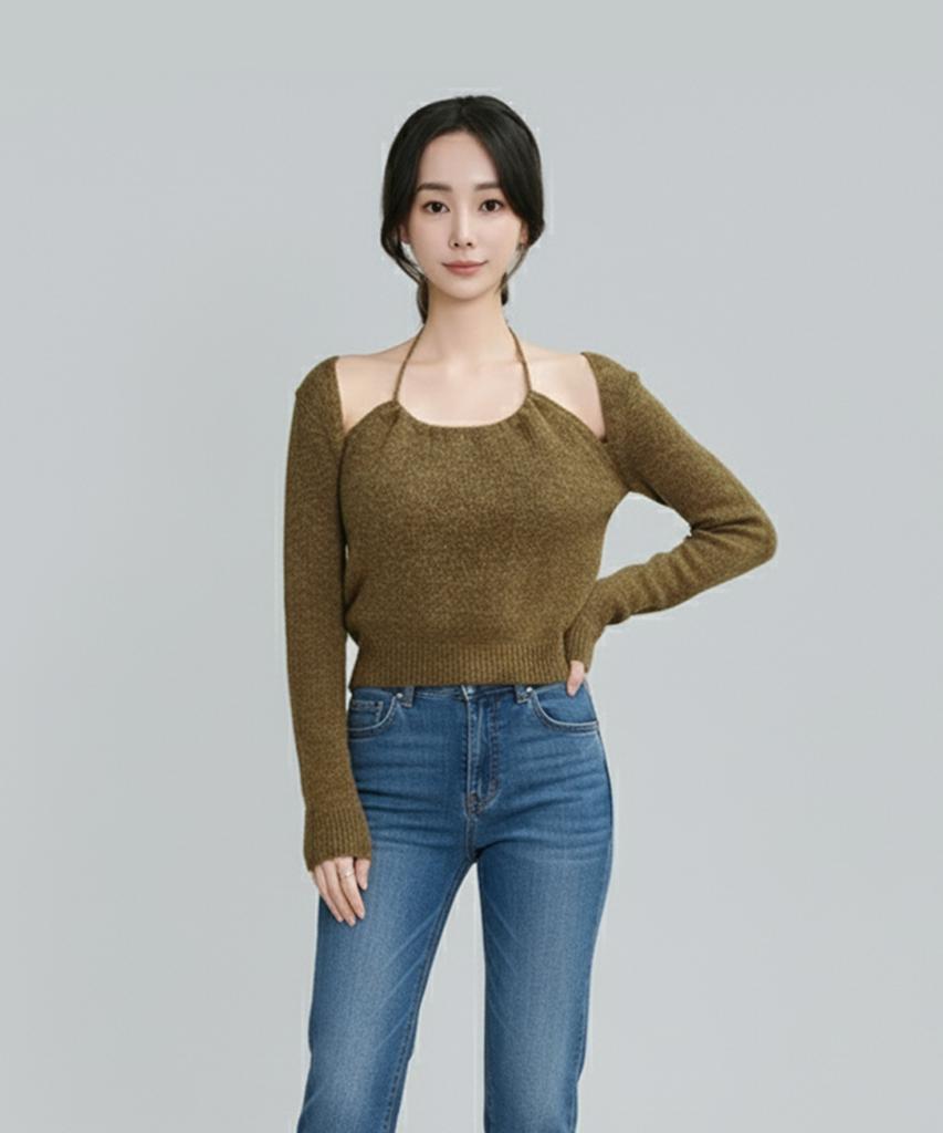 Keulleiseu Jennifer Halterneck Bolero Knit_Brown