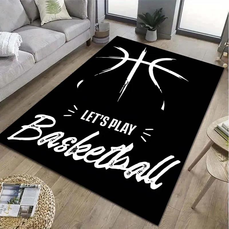 Basketball Hoop Art Pattern Area Rug Sports Carpet for Living Room Bedroom Game Room Non-Slip Floor Mat Home Decor Gift