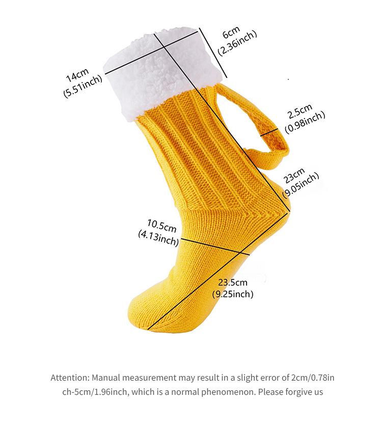 3D Beer Mug Chunky Knit Socks - Warm Mid-Calf Autumn/Winter Floor Socks
