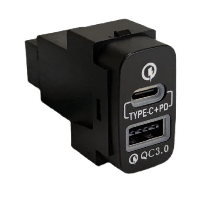 1PC Quick Charge Car Charger TYPE-C PD USB Interface Socket Use For Mitsubishi Outlander LancerEX Pajero Sport ASX V73 V93 V97