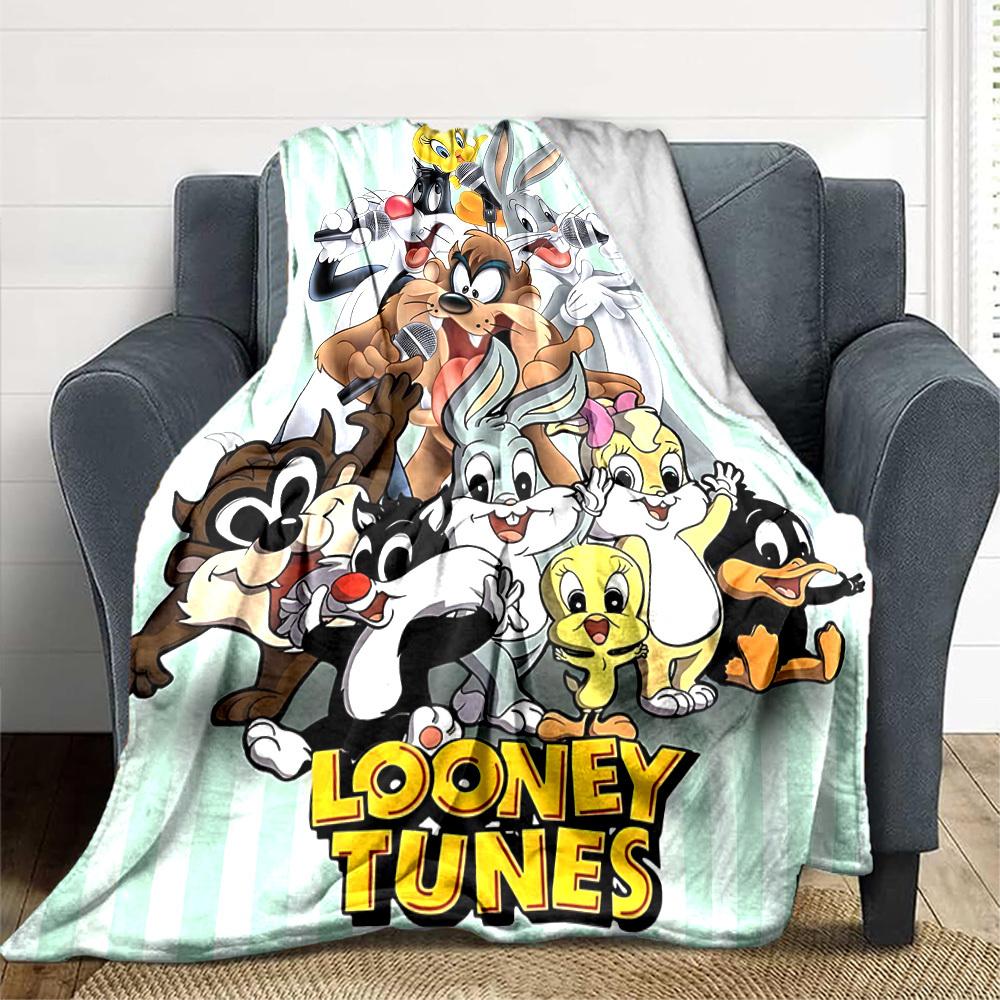 1pc Looney Tunes Characters Flannel Throw Blanket Lightweight Soft Warm All Season Blanket for Sofa, Bed, Travel,L1029010