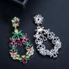 WWJ Schöne bunte Zirkonia große Vintage-Ohrringe lange böhmische Schmuck Ohrringe